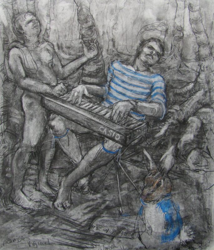 Forest Sessions with Peter 2011 Charcoal on paper 80 x 1200 cm