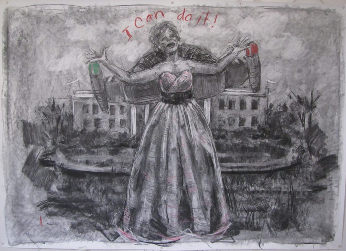 I Can Do, 2014, Charcoal on paper, 1500 x 80 cm