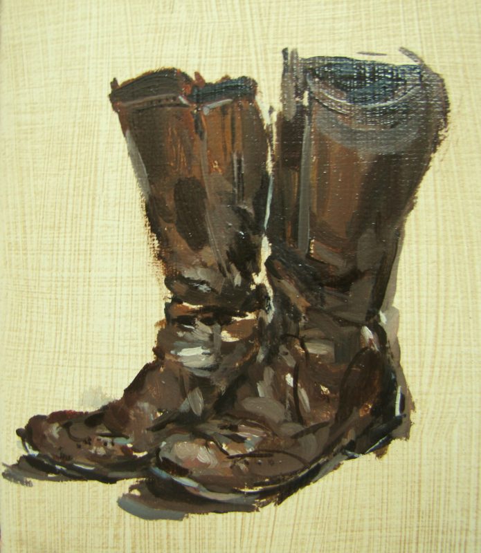 No Boot Jack Needed, 2011, 12 cm x 8 cm, Oil on Canvas Board